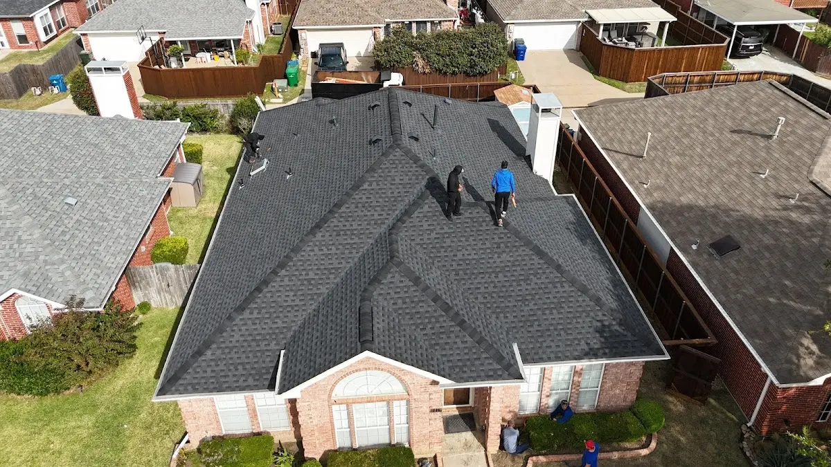 Slate & Tile Roof Repair work in progress on a Aldine property